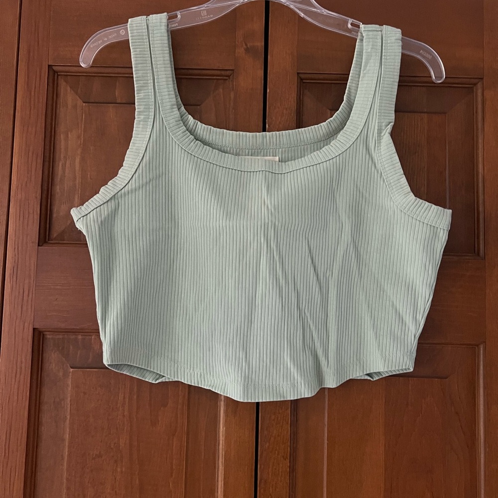 Madewell Light Green Ribbed Crop Top